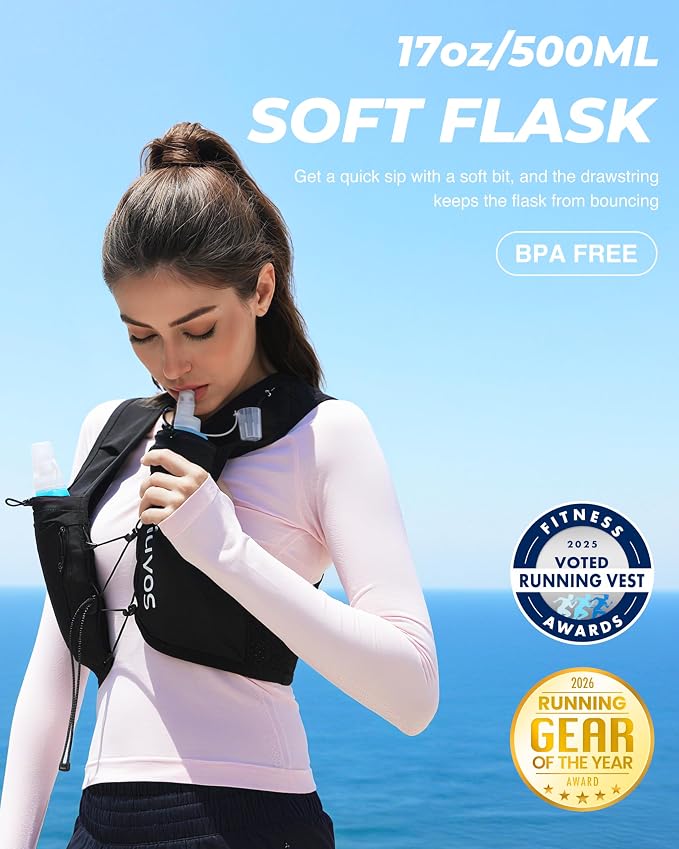 Running Vest (Small) & 2 Pack Soft Water Bottle