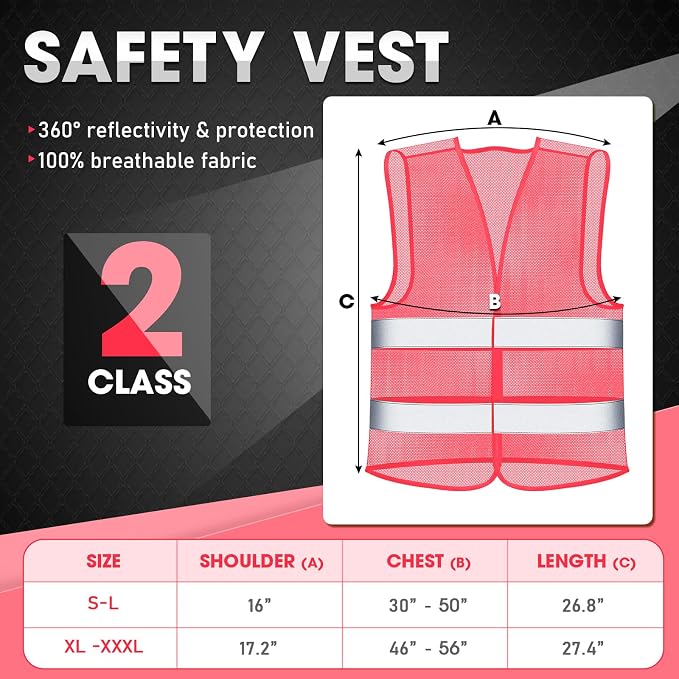 Unittype Reflective Safety Vests Hi Vis Work Vest Mesh High Visibility Silver Strip Adjustable Size for Men Women Outdoor