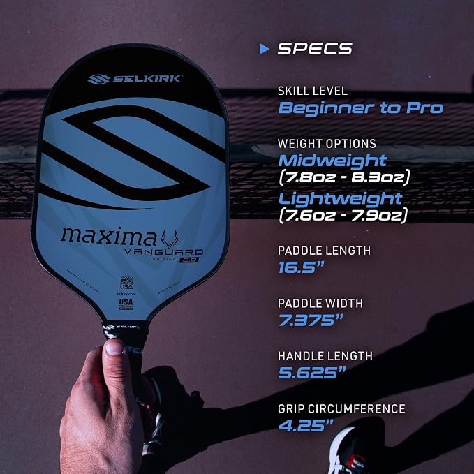 Selkirk Sport Vanguard Hybrid Pickleball Paddle | Carbon Fiber Pickleball Paddle with a Polypropylene X5 Core | Pickleball Rackets