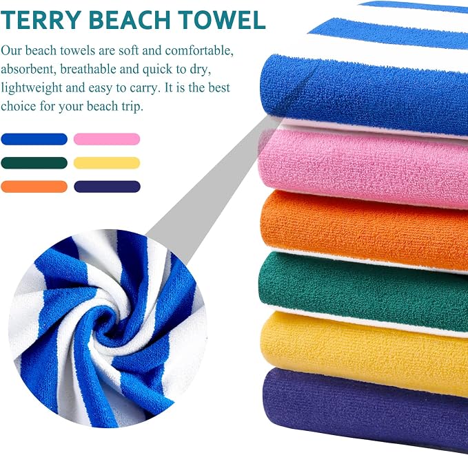 4 Packs Extra Large Bath Towels Striped Beach Towel Set Bathroom Sheets Bulk Oversized XL Big Soft Fluffy Absorbent Microfiber Turkish Blanket Hotel Shower Pool Hot Tub Toallas Baño Grandes Blue