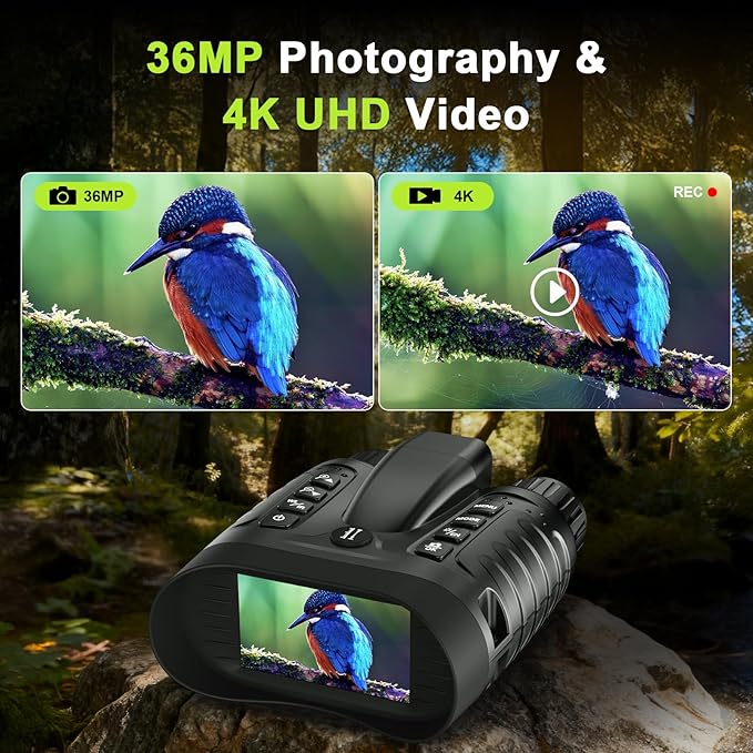 4K Night Vision Goggles, Night Vision Binoculars with Rangefinder, 3.2" HD Screen, 5000mAh Rechargeable Battery, 32GB TF Card for Adults, Camping, Wildlife Observation