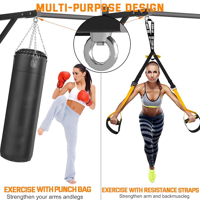 Pull Up Bar Wall Mounted, Heavy Duty 650 lbs Capacity Chin Up Bar, 48" Multi-Grip Strength Training Pull-up Bars, for Home Gym Garage/Backyard Total Body Workout, Ease Of Use Mounting