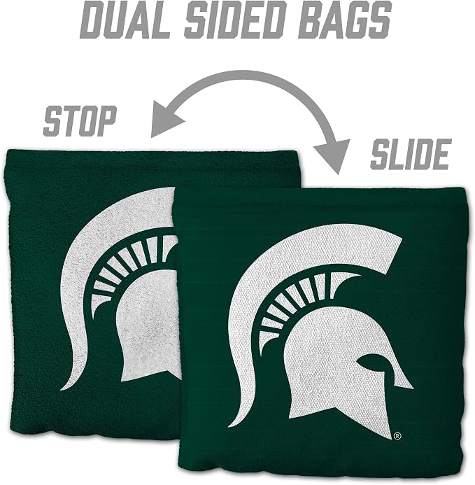 YouTheFan Officially-Licensed NCAA Set of 8 Cornhole Bags - All Weather Dual Sided Slide & Stop - Regulation Size with Carry case