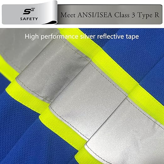 sesafety Premium Silver Reflective Safety Shirts for Men, 360° High Visibility ANSI Class 3 Construction Work T-Shirts with Pocket, Durable Anti-Peeling Hi Vis Shirt for Night Shifts