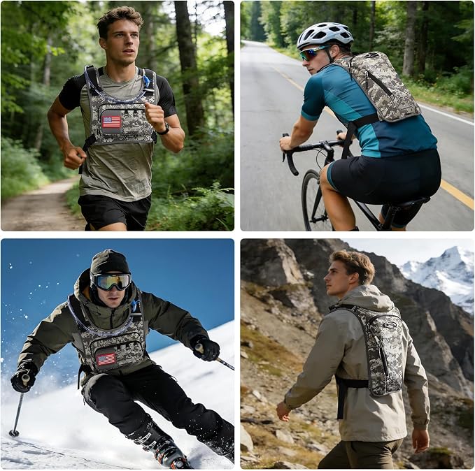 Maelstrom Hydration Vest with 2L Water Bladder Backpack for Running Hiking | Chest Pack, BPA-free, High Flow Bite, Reflective Stripe, Helmet Buckle, Detachable, Breathable Pad, for Cycling, Marathon
