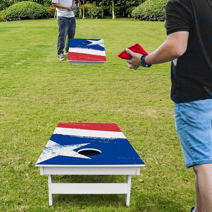 Cornhole Boards Set - Regulation Size 4x2/3x2ft Solid Wood Corn Hole Game Set with 8 Bean Bags and 2 Cornhole Boards - Perfect for Outdoor Game
