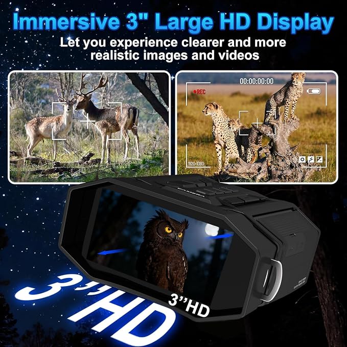 Night Vision Goggles with 4000mAh Rechargeable Battery & 32GB Card, Backlit Buttons Infrared Night Vision Binoculars, Gifts for Men/Dad/Husband/Him, Camping Gear (Black)