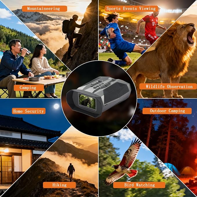 Night Vision Binoculars for Adults with Infrared | 20× Zoom Digital Night Vision Goggles with 4K Photos, 984ft Long Range, HD 3″ Screen, Rechargeable Battery – Best for Hunting, Wildlife, Surveillance
