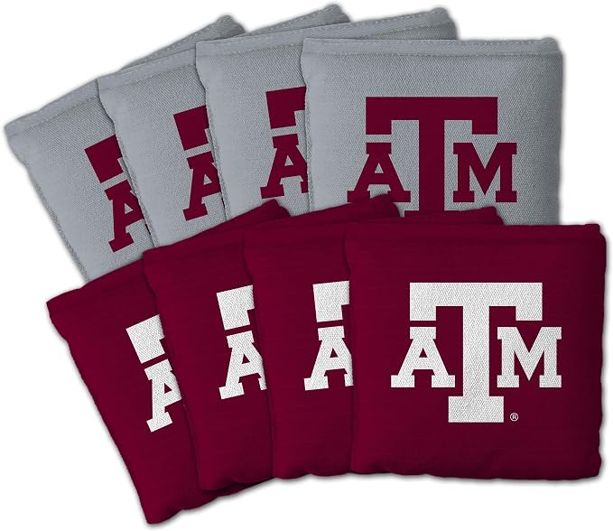 YouTheFan Officially-Licensed NCAA Set of 8 Cornhole Bags - All Weather Dual Sided Slide & Stop - Regulation Size with Carry case
