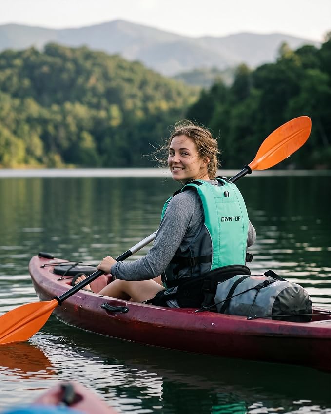 Owntop Swim Jacket Adult Youth | Hydration Pack | Dual Mesh Pockets | Attached Whistle | Ultra-Thin for Freer Movement | Kayak, Boating, Fishing, All Watersports