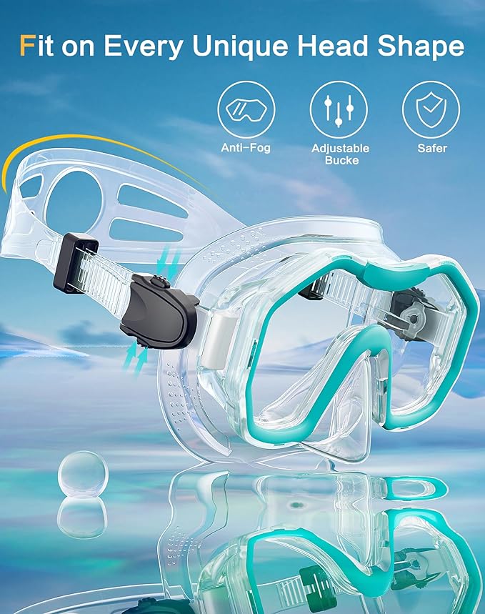 Snorkeling Gear for Adults Kids, Dry-Top Snorkel Set, 180°Panoramic Wide View Diving Mask Breathing Freely Snorkel Mask for Snorkeling Scuba Diving Swimming Travel