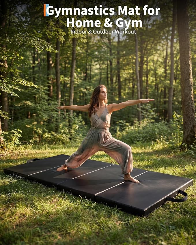 Gymnastics Mat, 6x2/3Ft 2-Inch Thick 4-Fold Exercise Floor Mat for Home Gym, Portable Yoga Mat for Pilates, Aerobics, Martial Arts & Training