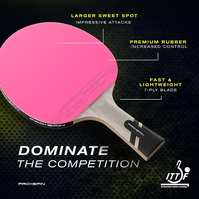 PRO-SPIN Ping Pong Paddles – ITTF Approved Professional Table Tennis Rackets with Carbon Fiber for Superior Control | 7-Ply Blade, Premium Rubber, 2.0mm Sponge
