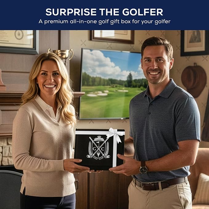 Golf Gift Kit | Includes - Towel, Club Brush, Ball Marker, Divot Repair Tool, Premium Golf Balls, Long & Short Tees, Koozies, Golf Gifts for Men & Women, Golf Kit, Ideas