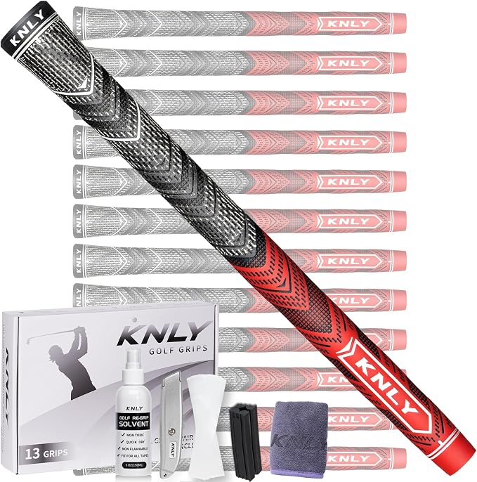 KNLY Golf Grips Set of 13,High Feedback MultiCompound Golf Club Grips,13 Grips with 15 Tapes and 13 Grips with All Repair Kits for Choice.
