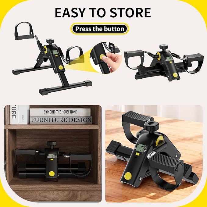MOMODA Under Desk Bike Pedal Exerciser with LCD Display Portable Mini Exercise Bike for Arm and Leg