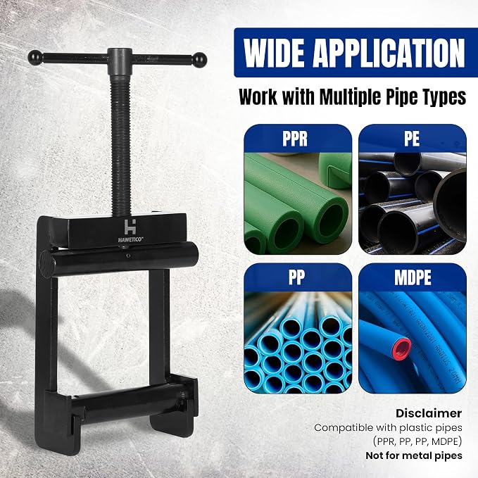 Pipe Squeeze Off Tool 0.63–2.5 in (16–63 mm), Plastic Pipe Shut Off Clamp for MDPE & PE Water Line Pipe