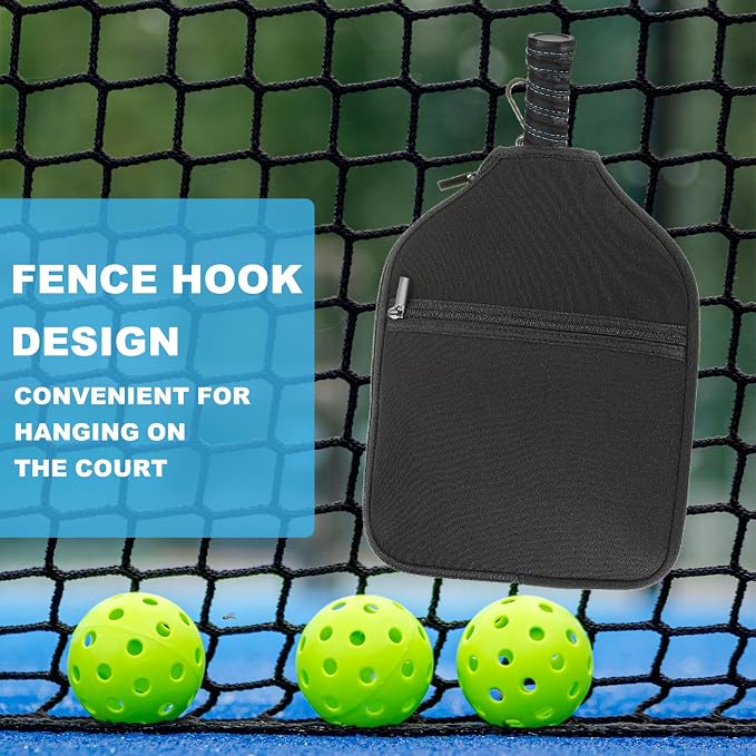 PATIKIL Pickleball Paddle Cover Universal 12.2x9.4 Inch, 2 Pack Neoprene Pickleball Racket Sleeve Paddle Storage Bag with Carrying Strap for Pickleball Paddles, Black