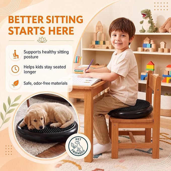 2 Pcs Wobble Cushion and Peanut Ball with Pump Set, Sensory Balance Disc Wiggle Seat for Kids and Adults, Flexible Seating for Exercise Physical, Child Training, Yoga