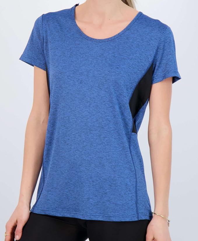 Real Essentials 5 Pack: Women's Short Sleeve T-Shirts Workout Tops Fitness Pilates Gym Activewear Athletic (Plus Available)