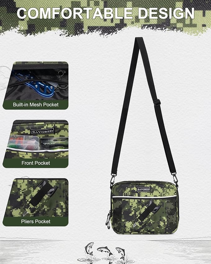 Fishing Backpack with Removable Bait Binder, Large Water Resistant Tackle Bag Storage Gear and Equipment for Fishing, Camping, Hiking, Green
