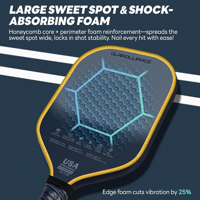 Pickleball Paddles Set of 2 | 4 Pickleball Rackets, USAPA Approved Pickleball Set, Fiberglass | Carbon Fiber Surface & 13 mm PP Honeycomb Core,4 Indoor & Outdoor Pickle Balls