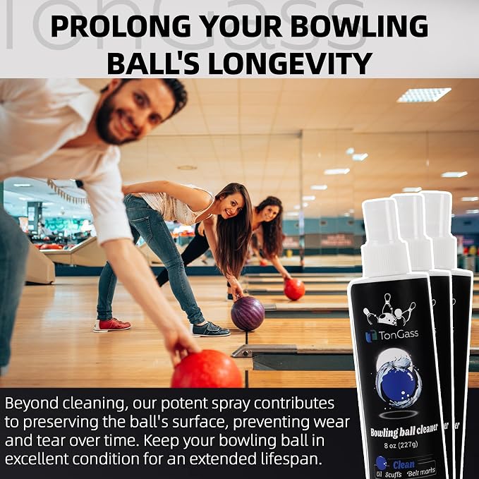 TonGass (3+3 Pack Bowling Ball Cleaner Spray Kit with Bowling Towel (Grey), Portable Bowlings Cleaner Set Accessories, Oil Scuff Mark Cleaners, Restores Tack and Prolongs Lifespan of Balls