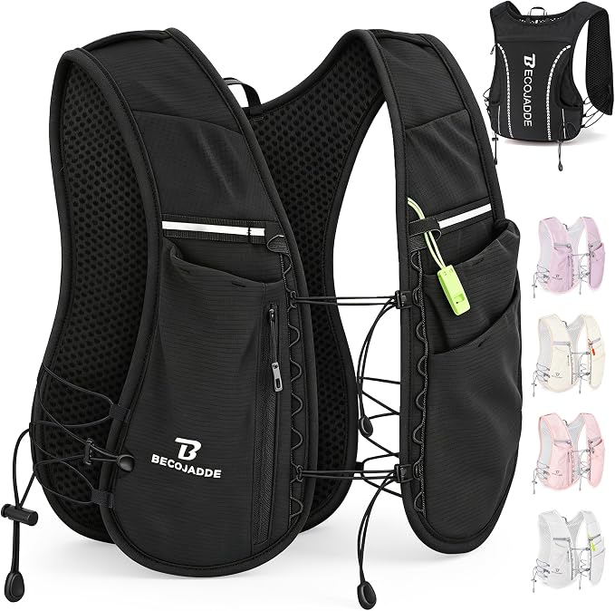 BECOJADDE 5L Running Vest for Women, Hydration Backpack Lightweight & Breathable for Trail Running, Marathon, Hiking, Cycling