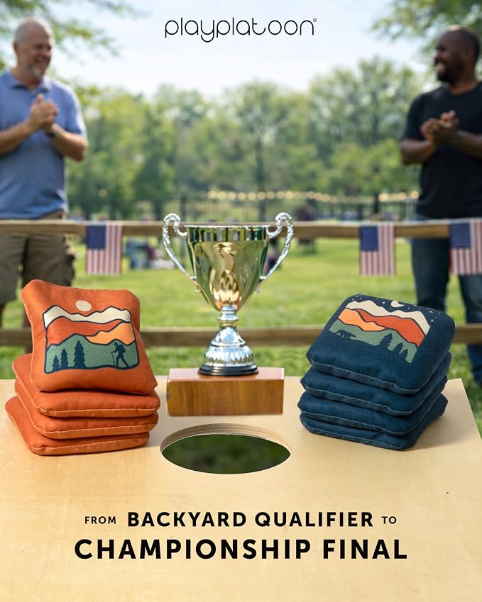 Play Platoon Pro Cornhole Bags Set of 8 - Professional Dual Sided Slick and Sticky Side Competition Corn Hole Bags - Tournament Series