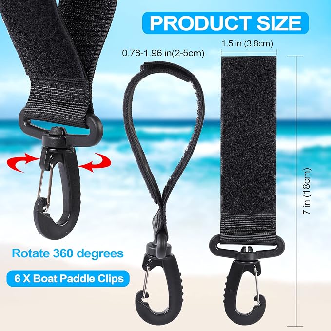 Jevrench Upgraded Kayak Paddle Holder, Board Accessories, Inflatable Boat Storage, Set of 6 Clip Holders