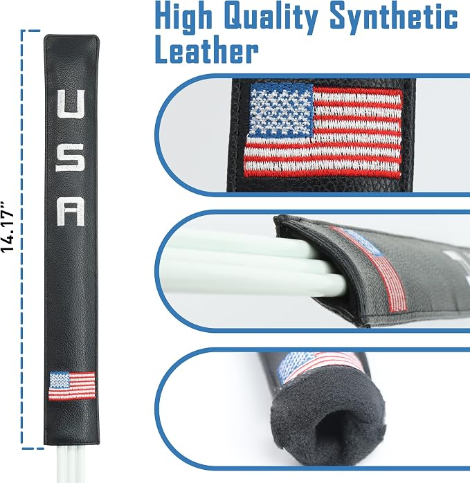 Amercian Flag Golf Towels and Brush & Golf Alignment Stick Cover, Golf Accessories for All Golfers