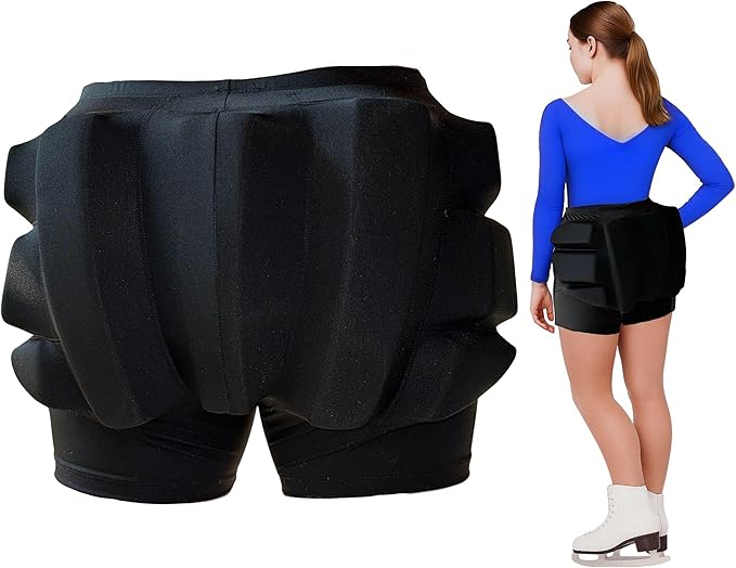 CRS Cross Extra Thick Padded Figure Skating Shorts. Double Thickness Crash Pad Pants for Roller, Inline, Ice Skating. Fall Impact Protection for Butt, Hips, and Tailbone (1.5 inch Thick Pads)