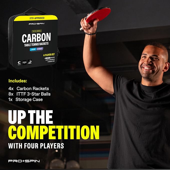 PRO-SPIN Ping Pong Paddles – ITTF Approved Professional Table Tennis Rackets with Carbon Fiber for Superior Control | 7-Ply Blade, Premium Rubber, 2.0mm Sponge