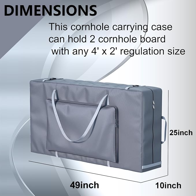 Cornhole Carrying Case Fits 4' x 2' Regulation Size Board,with Bean Bag Storage,600DHeavy-Duty Waterproof Cornhole Boards Bag