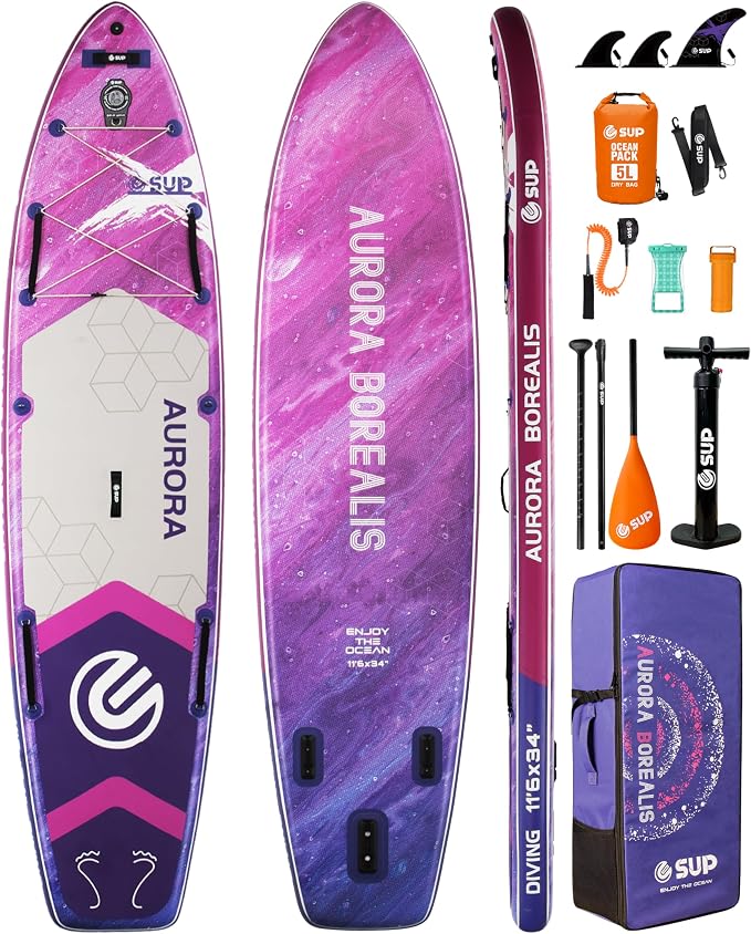 ESUP Extra Wide Inflatable Paddle Board 11’6" ×34/35" ，Super Stable Stand Up Paddleboards for 2 Person/Family/Large Size, Inflatable SUP with Paddle, Pump & Shoulder Strap