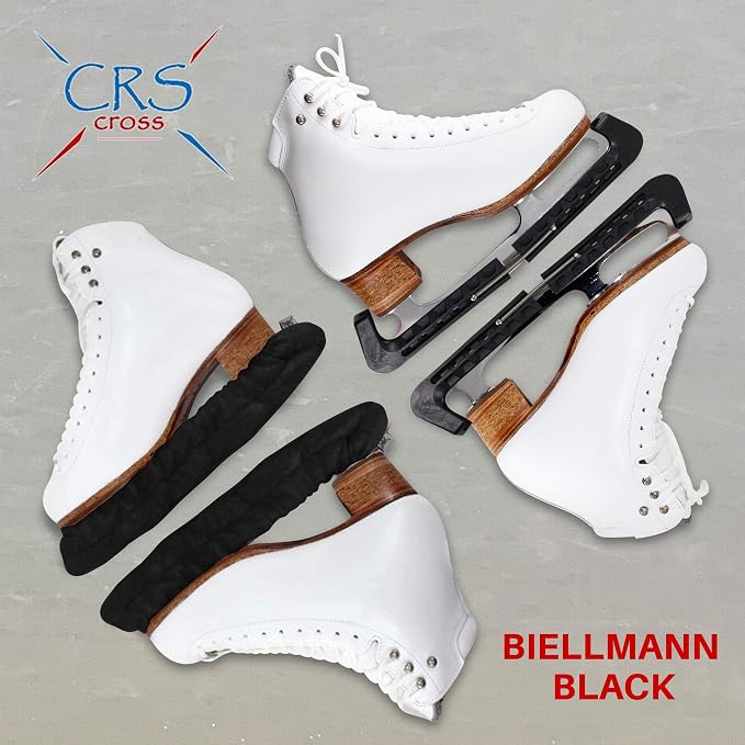 CRS Cross Skate Guards, Soakers & Towel Set (Black Large) and 2 Pair Figure Skating Socks (Black)