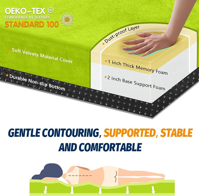 CYMULA Memory Foam Camping Mattress Pad, CertiPUR-US Sleeping Mat, Portable Roll Up Mattress for Adults, Camping Bed Pads for Sleepover, Car Bed with Travel Bag