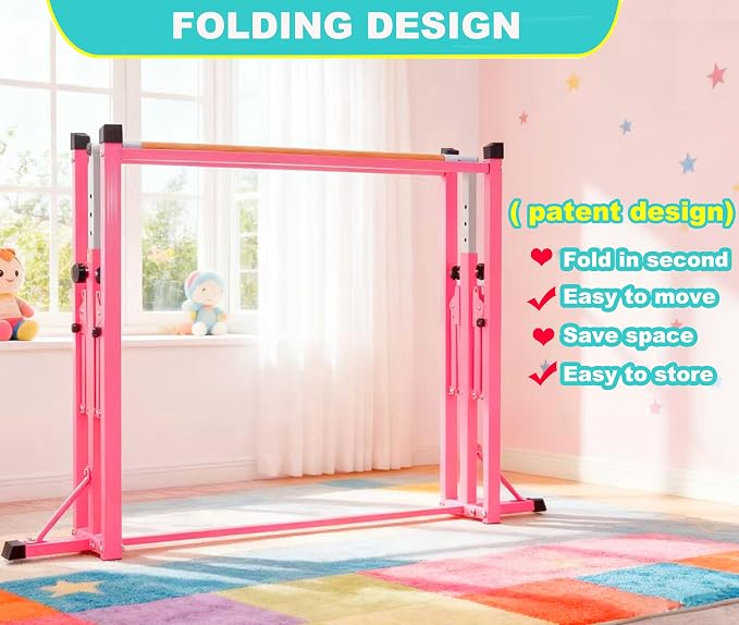 Marfula Gymnastic Bar For Kid and Teenage of 3-25, 5Ft/8 FT Base Length 4Ft Width 5Ft Adjust Height, Gymnastic Kip Bar For Gymnast, Gymnastic Training Equipment For Professional Training Home Club Use
