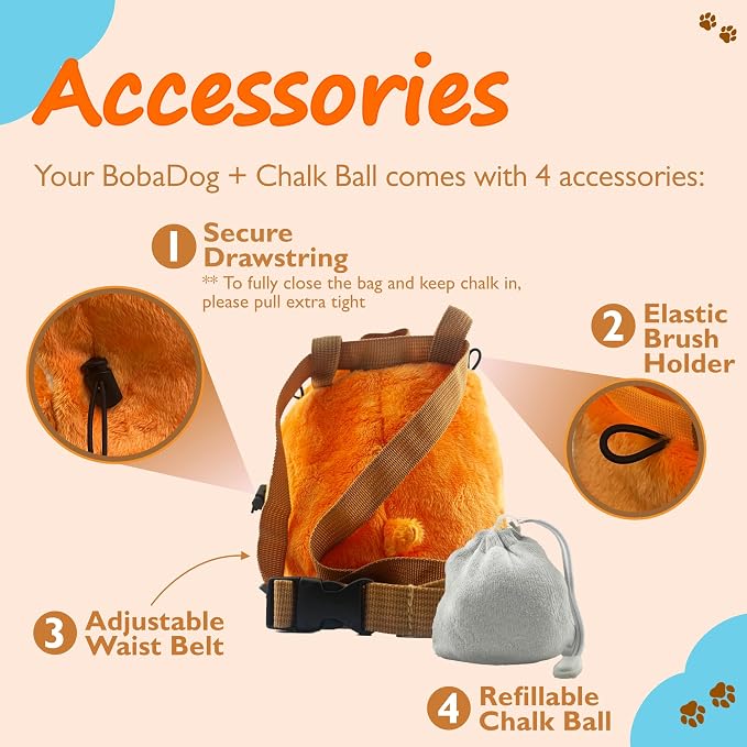 Rock Climbing Chalk Bag + Refillable Ball – Boba Dog Plush Animal Bag