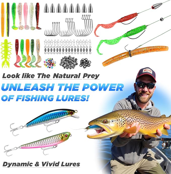 PLUSINNO Fishing Backpack with Fishing Rod and Reel Combos Tackle Boxes, Waterproof Tackle Backpack for Fishg Gear with Rod Holder, Fish Gifts for Men with Tool Kit