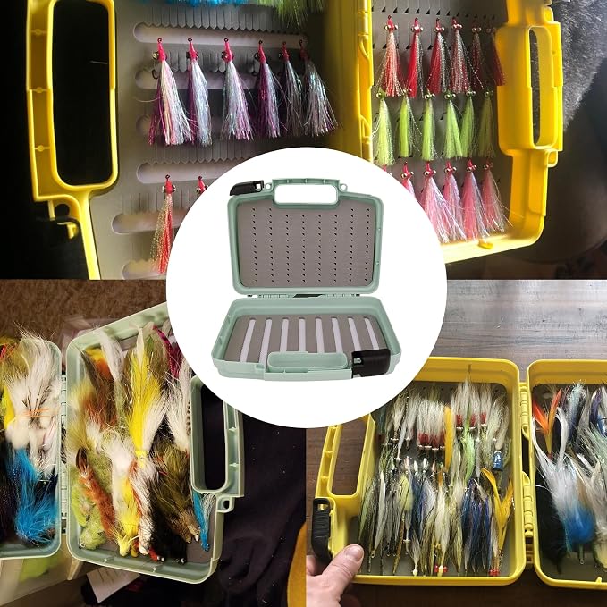 Aventik Streamer Fly Boxes Click Lock Large Streamer Flies Foam Storage Fishing Box Tackle Box Boating Fishing Boxes 14X11X3.35inch/10.43X8.27X3.15inch (SF1B Cyan Blue -10.43X8.27X3.15inch)