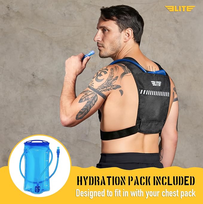 Elite Hydra Running Chest Pack w/ Gun Holster, Phone Holder Touch Friendly, Camera Pocket for Men/Women Lightweight Hydration Vest Chest Rig w/ Water Bladder for Marathon, Cycling, ADV Camping, Skiing