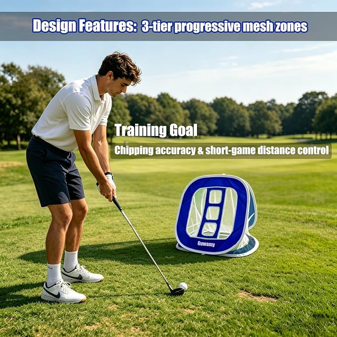 3-in-1 Pop Up Golf Chipping Net – Precision & Distance Trainer, Easy Indoor/Outdoor Setup – Ideal Gift