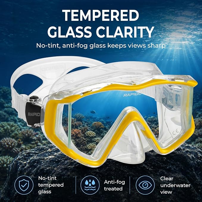 Rapido Clareza Three Lens Mask and Snorkel Combo