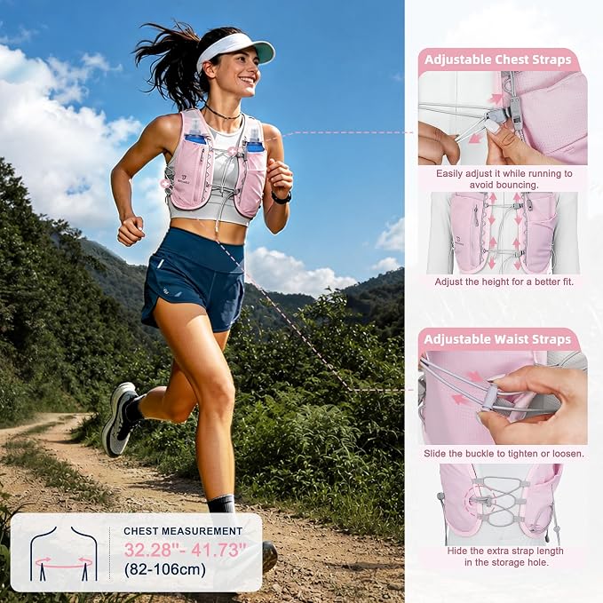 BECOJADDE 5L Running Vest for Women, Hydration Backpack Lightweight & Breathable for Trail Running, Marathon, Hiking, Cycling