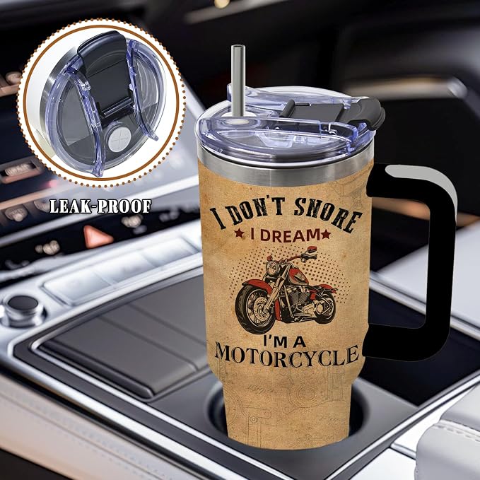 DUUV Motorcycle Tumbler 40oz, Insulated Motorcycle Gift for Man | Motorcycles Riders Cup Leakproof, Motorcycles Coffee Mug, Birthday Christmas Ideal Gifts for Motorcycle Lovers Man, 1 Pack
