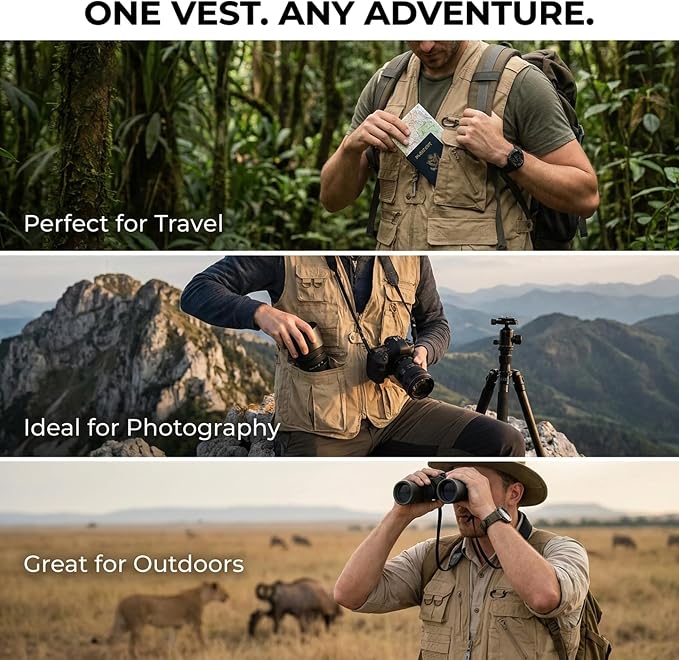 Humvee Utility Vest with 21 Pockets -Travel, Safari, Hunting, Camping, 100% Cotton, Tactical Jacket for Men & Women