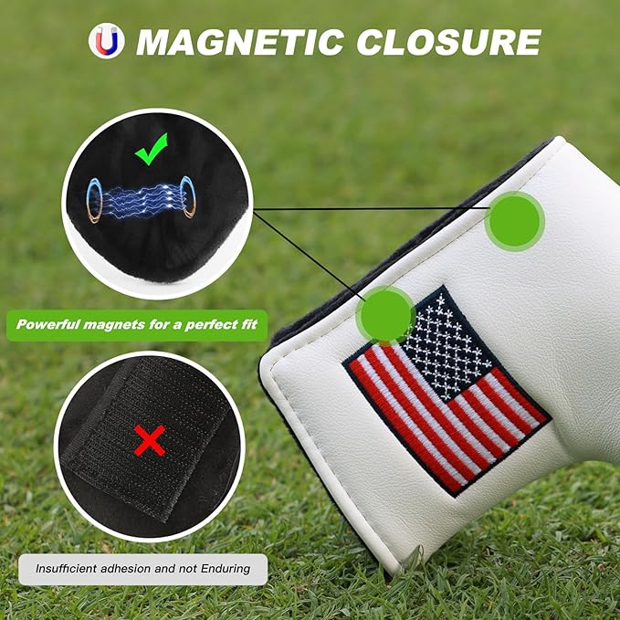 Golf Club Head Covers,4pcs or 1pc USA Golf Head Covers for Woods and Driver Fairway Hybrid - PU Leather Mallet Blade Putter for Men Women Golf Enthusiast