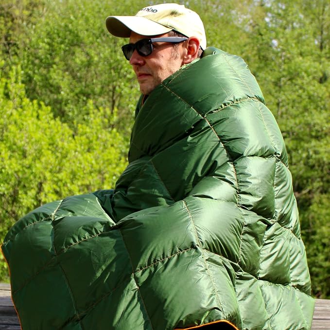 Horizon Hound Down Camping Blanket 650 Fill Power - Ultralight Backpacking Quilt (1lb 6oz) Warm & Water-Resistant 20D Nylon Shell for Outdoors, Camping, Hiking, Travel, & Stadium - Packable