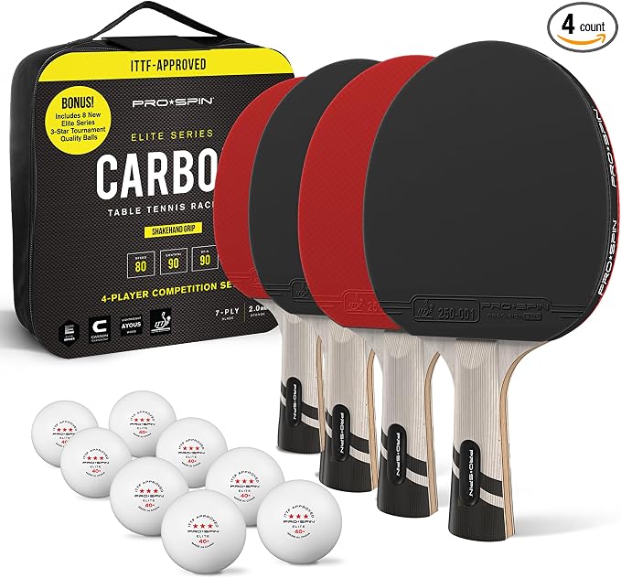PRO-SPIN Ping Pong Paddles – ITTF Approved Professional Table Tennis Rackets with Carbon Fiber for Superior Control | 7-Ply Blade, Premium Rubber, 2.0mm Sponge